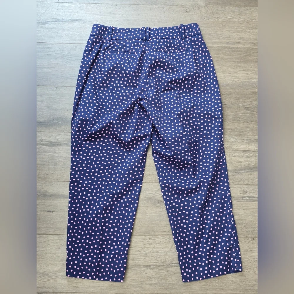 Talbots The Perfect Crop Curvy Size 4P Polka Dot Navy Pink Coastal Nautical